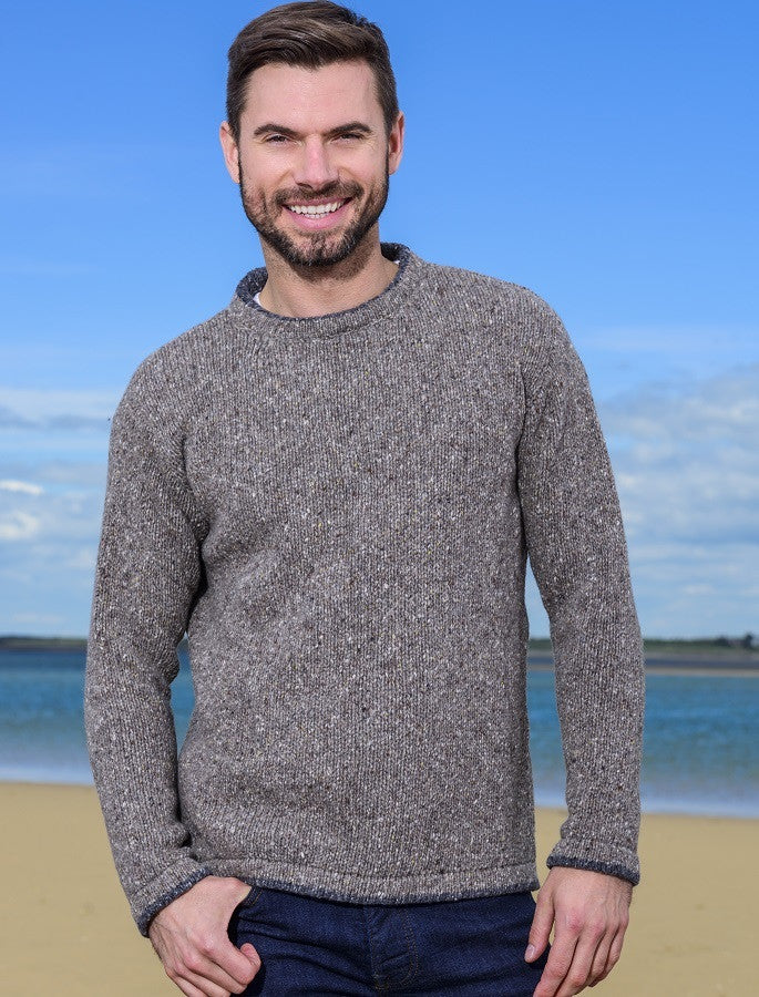 Wool Cashmere Crew Neck Sweater - Medium Grey