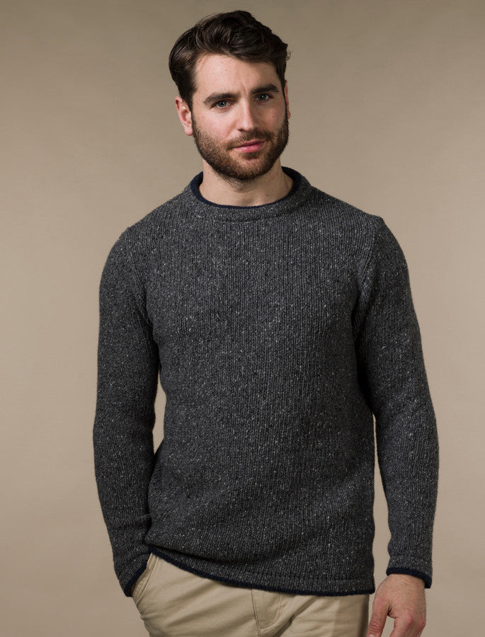 Wool Cashmere Crew Neck Sweater - Medium Grey