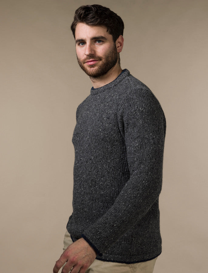 Wool Cashmere Crew Neck Sweater - Medium Grey