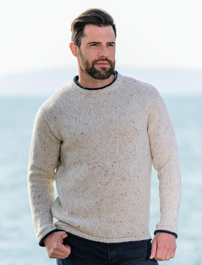 Wool Cashmere Crew Neck Sweater - Chalk