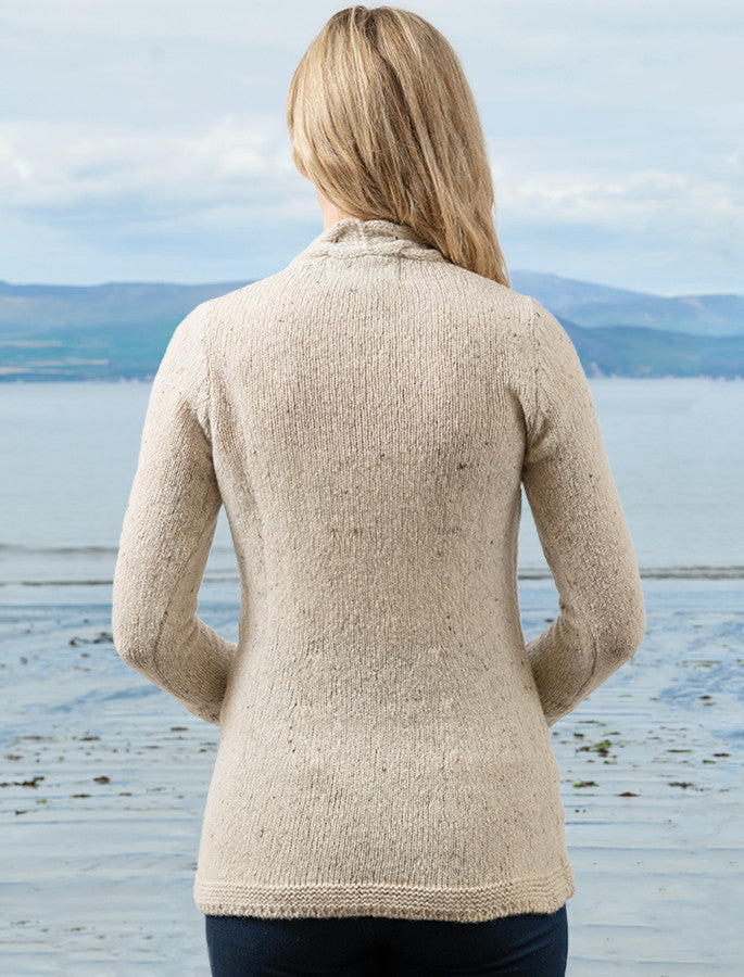 Wool Cashmere Cable V-Neck Sweater - Chalkstone