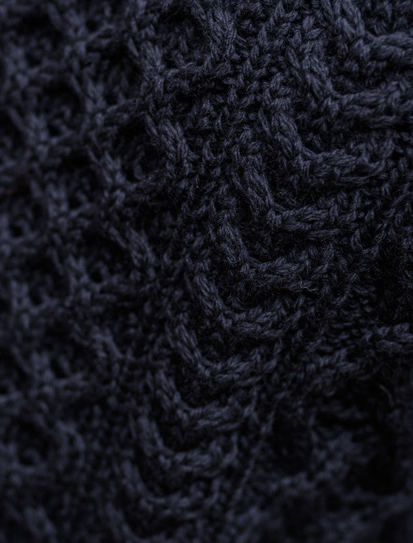 Heavyweight Merino Wool Aran Sweater - Dark Knight