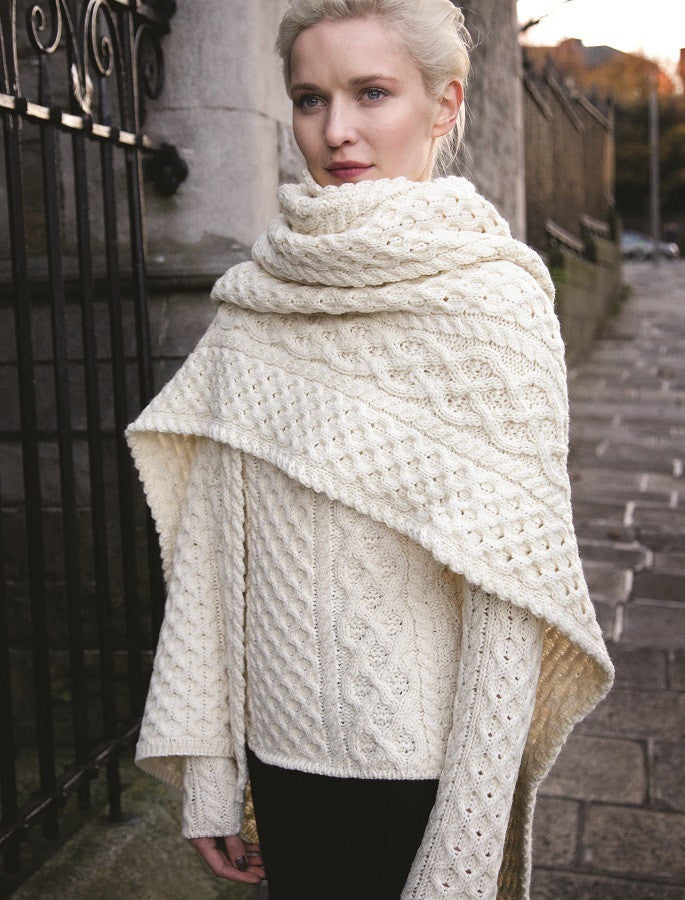 Merino Aran - Throw Natural White