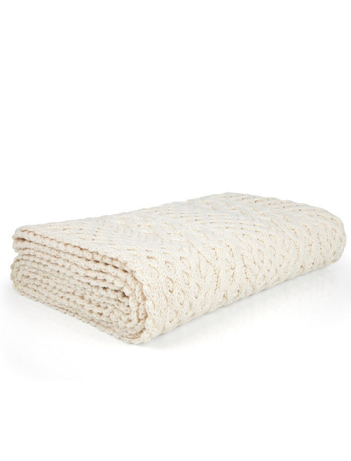 Merino Aran - Throw Natural White