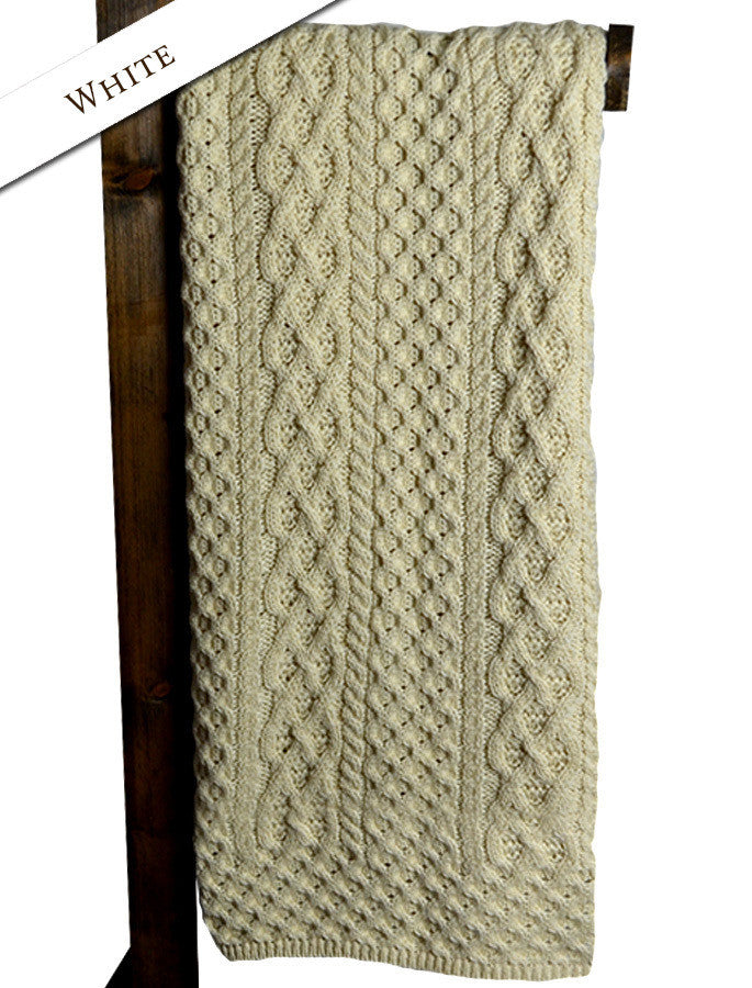 Merino Aran - Throw Natural White