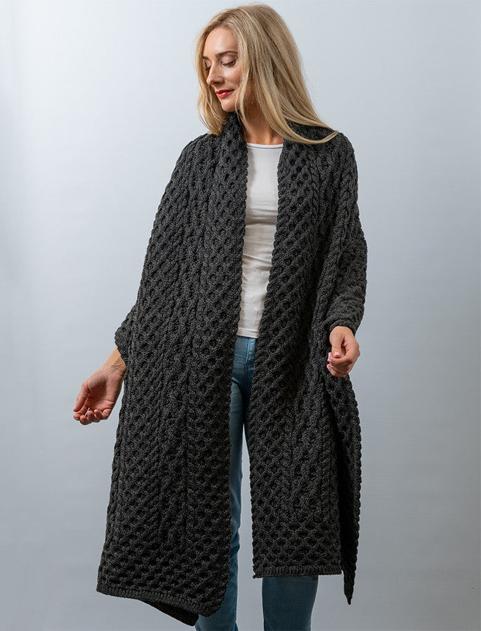 Cable Aran Wrap - Graphite