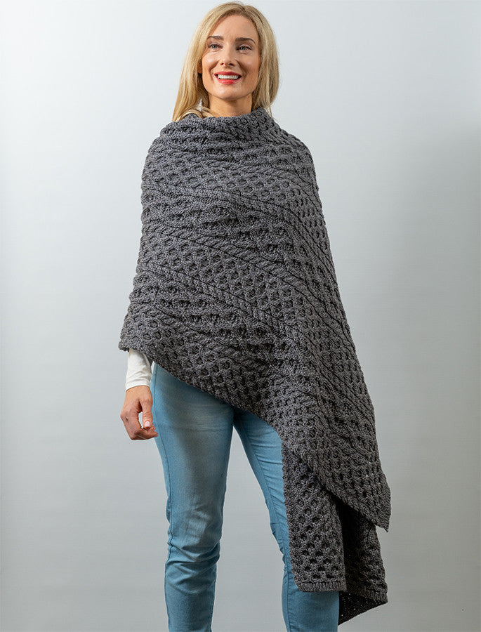 Cable Aran Wrap - Steel Marl