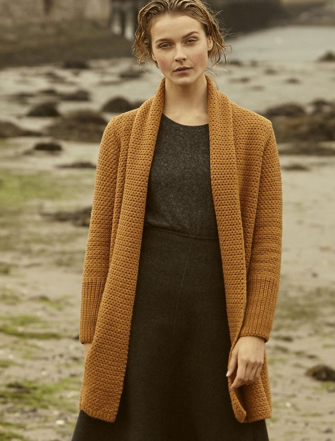 Textured Merino Cardigan - Golden Ochre