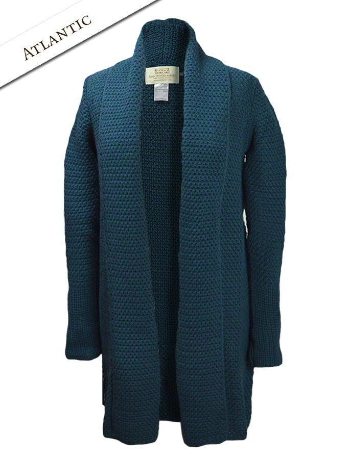 Textured Merino Cardigan - Atlantic