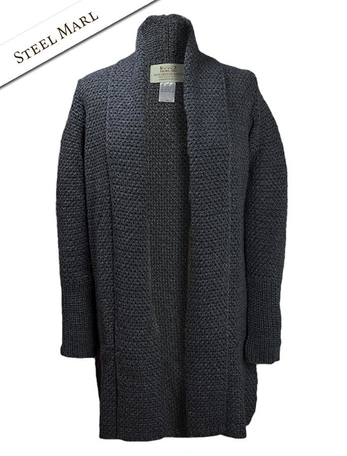 Textured Merino Cardigan - Steel Marl