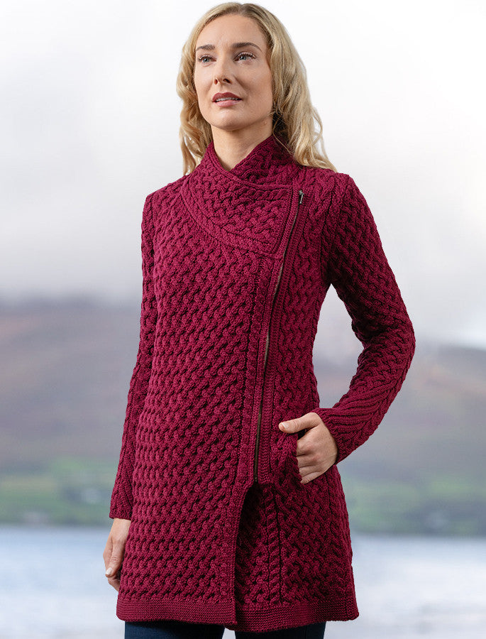 Trellis Side Zip Coatigan - Claret