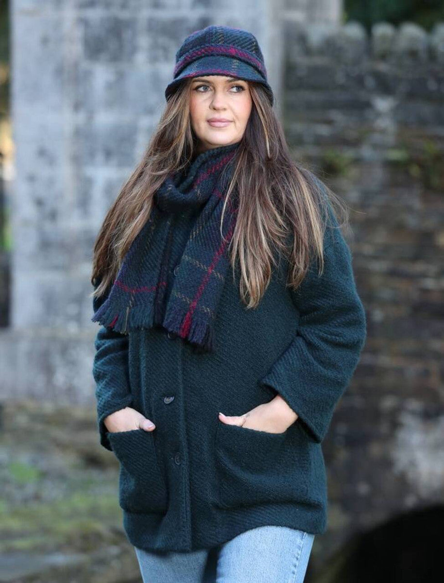 Freda Wool Jacket with Scarf - Hunter Green