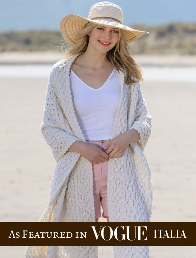 Cable Aran Wrap - White