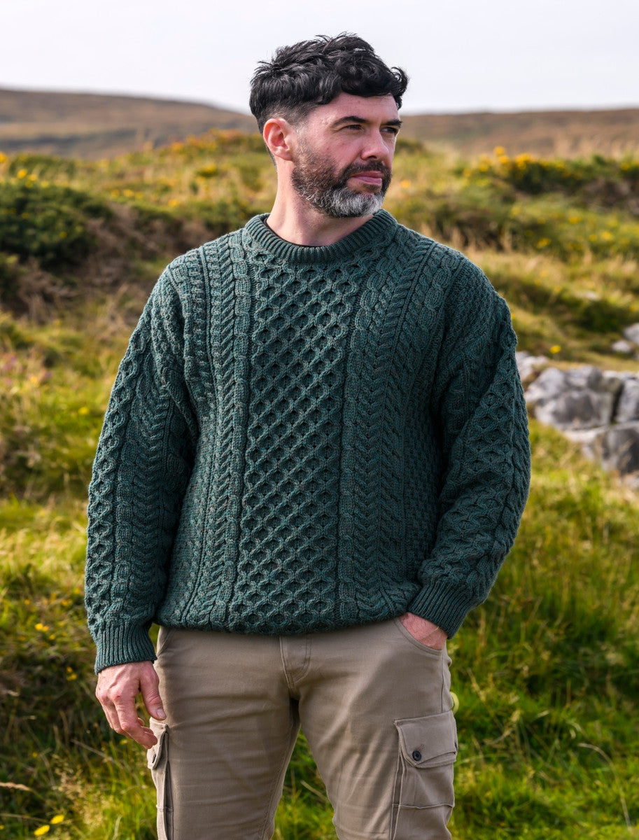 Men's Merino Aran Sweater – Weavers of Ireland - Main Image