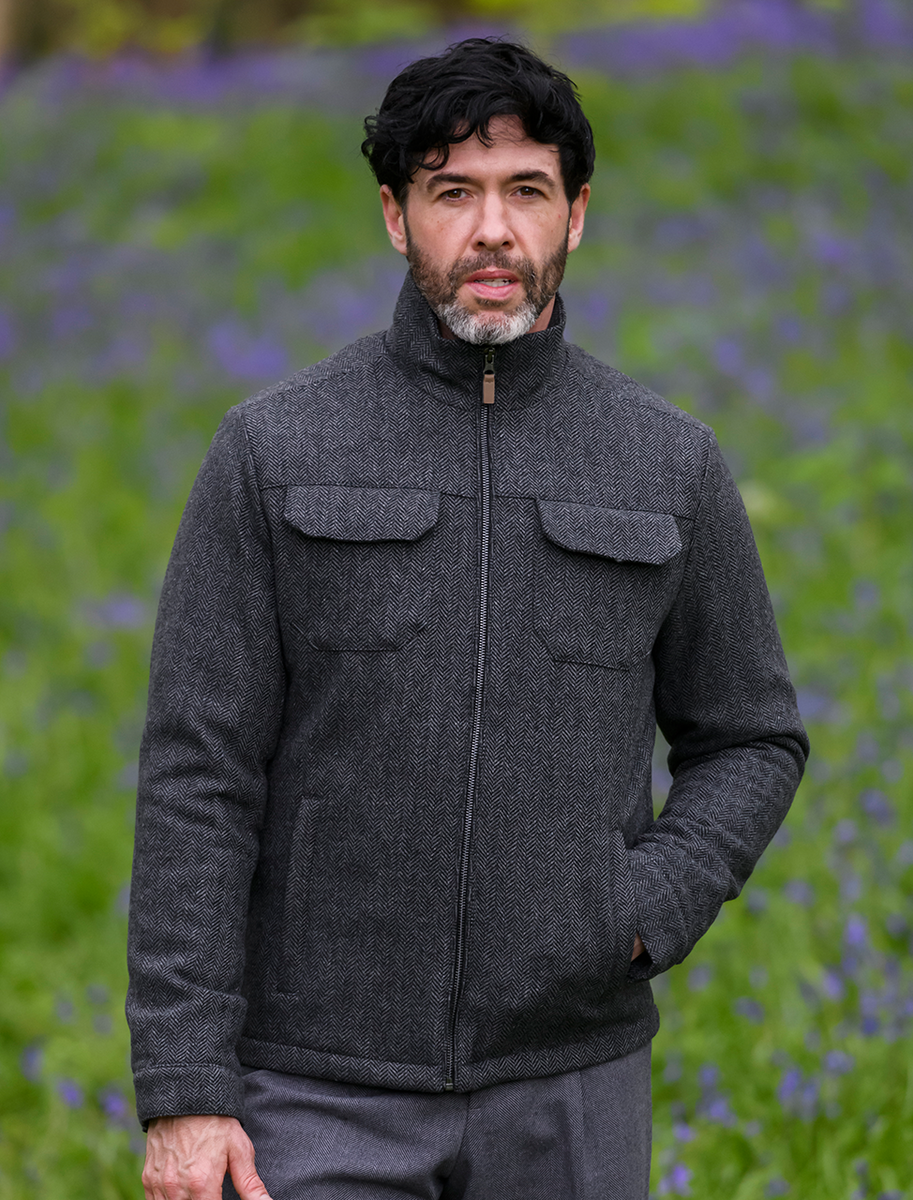 Skellig Wool Tweed Walking Jacket - Charcoal