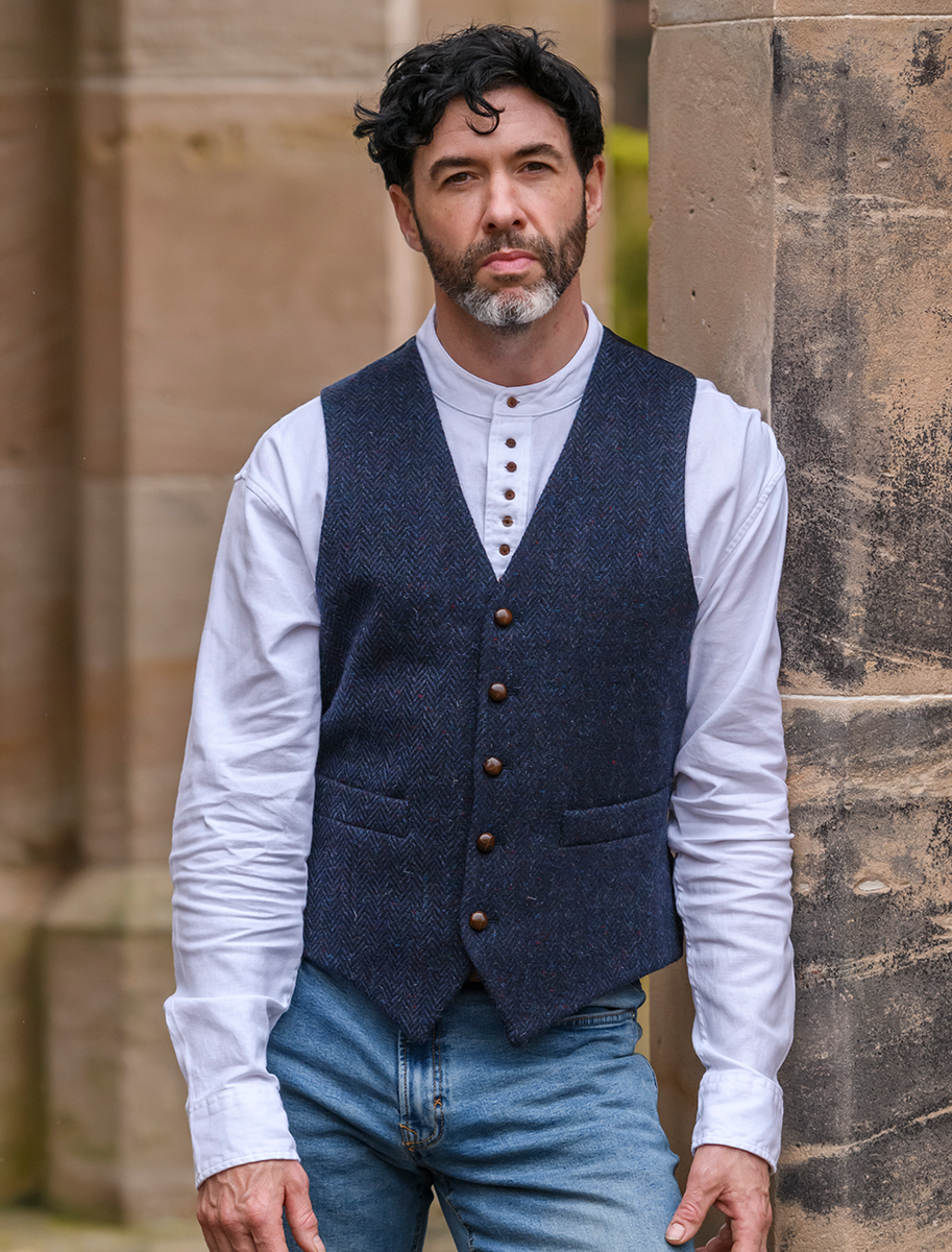 Donegal Tweed Waistcoat - Navy
