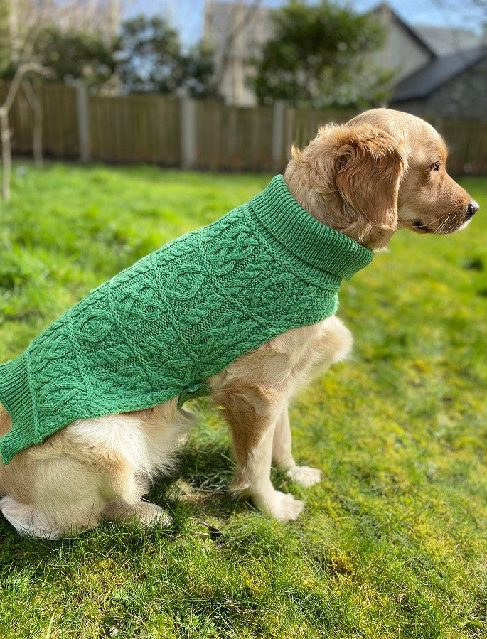 Aran Dog Coat - Green Marl