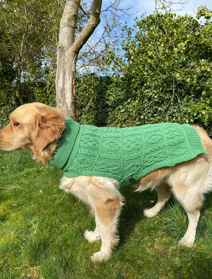 Aran Dog Coat - Green Marl