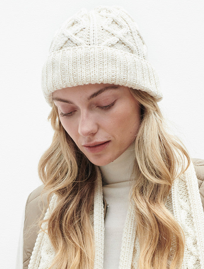 Ladies Aran Super Soft Merino Wool Hat - Classic Aran