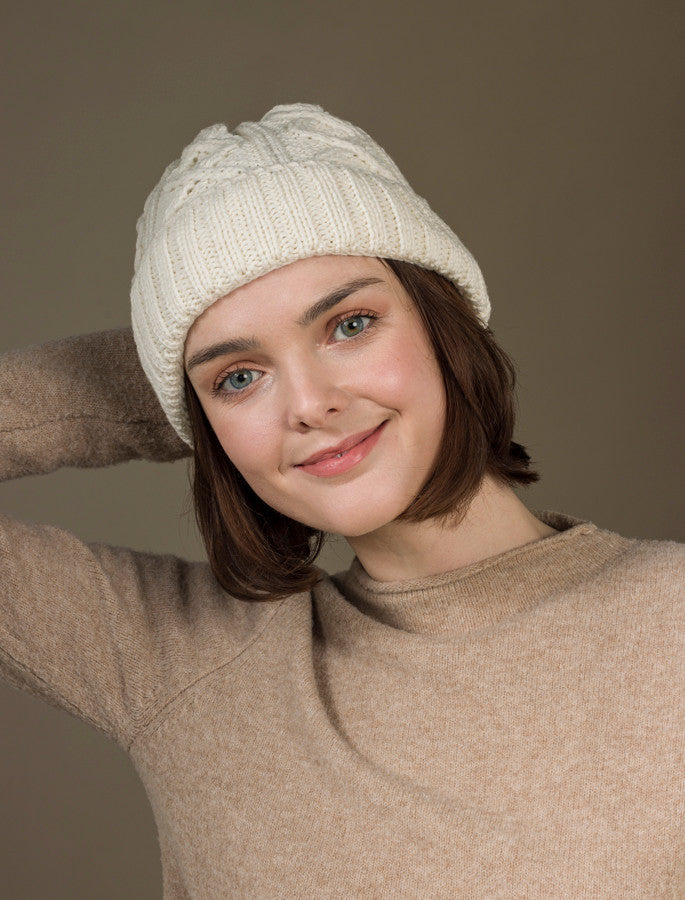 Ladies Aran Super Soft Merino Wool Hat - Classic Aran