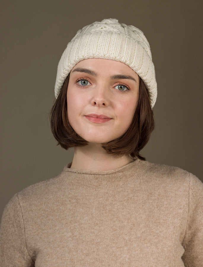 Ladies Aran Super Soft Merino Wool Hat - Classic Aran
