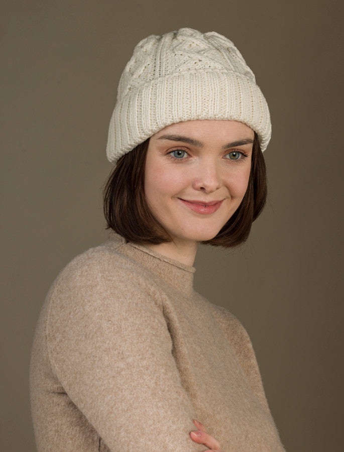 Ladies Aran Super Soft Merino Wool Hat - Classic Aran