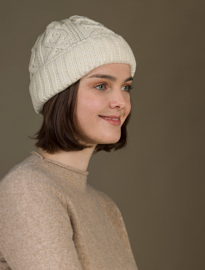 Ladies Aran Super Soft Merino Wool Hat - Classic Aran