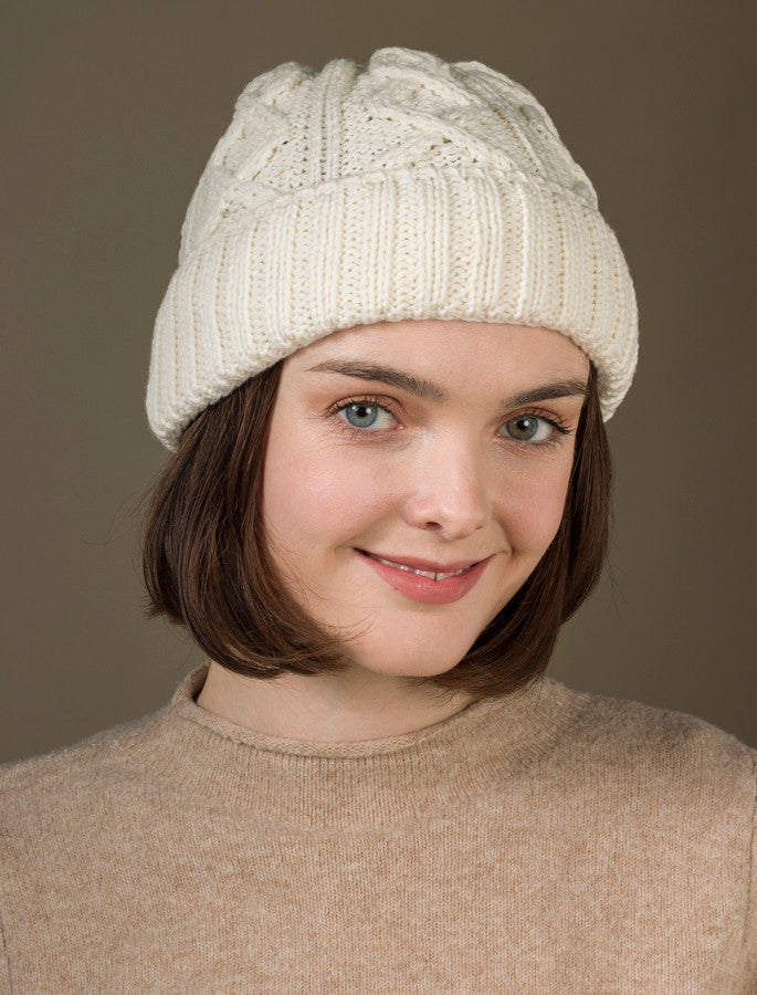 Ladies Aran Super Soft Merino Wool Hat - Classic Aran