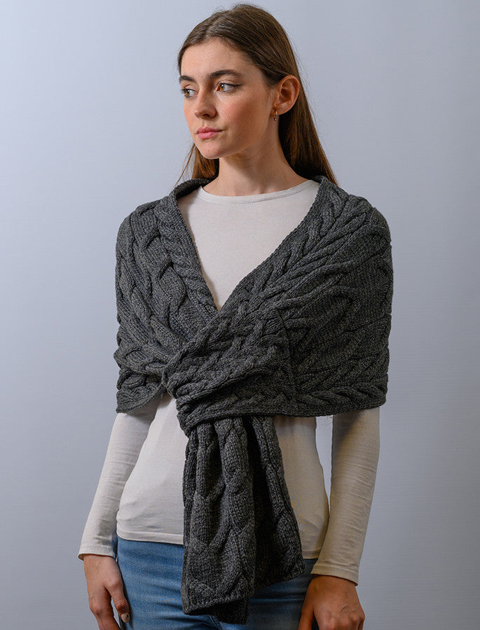 Super Soft Cabled Shawl - Slate Grey