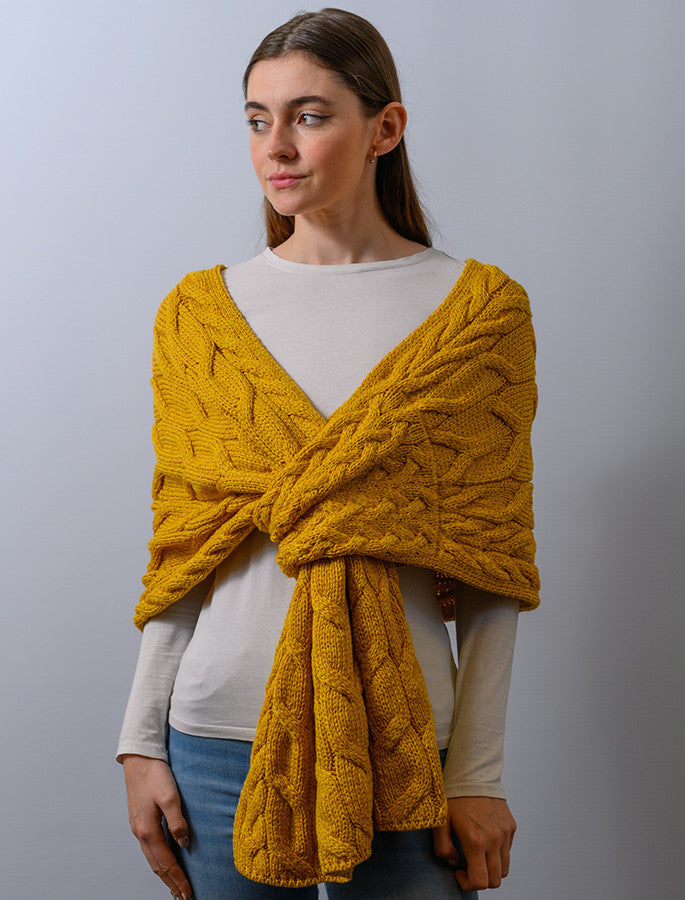 Super Soft Cabled Shawl - Yellow