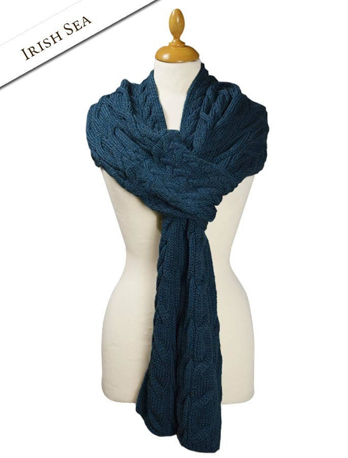 Super Soft Cabled Shawl - Irish Sea