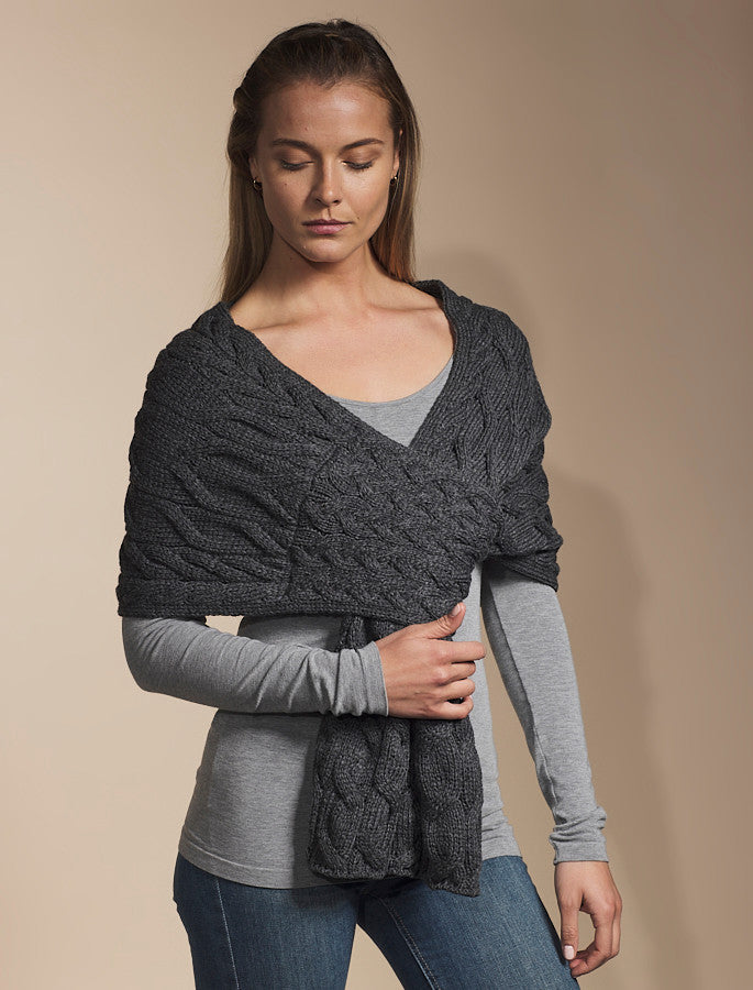 Super Soft Cabled Shawl - Slate Grey