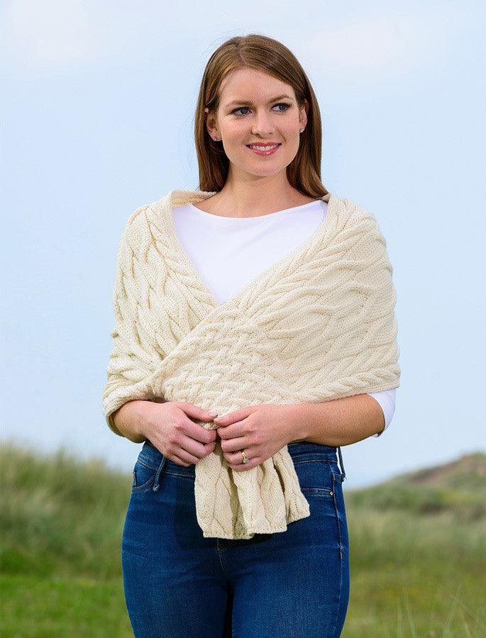 Super Soft Cabled Shawl Wrap - Class Aran