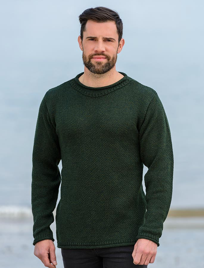 Merino Roll Neck Sweater - Army Green
