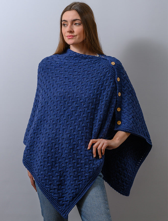 Extra Soft Trellis Poncho - Ink