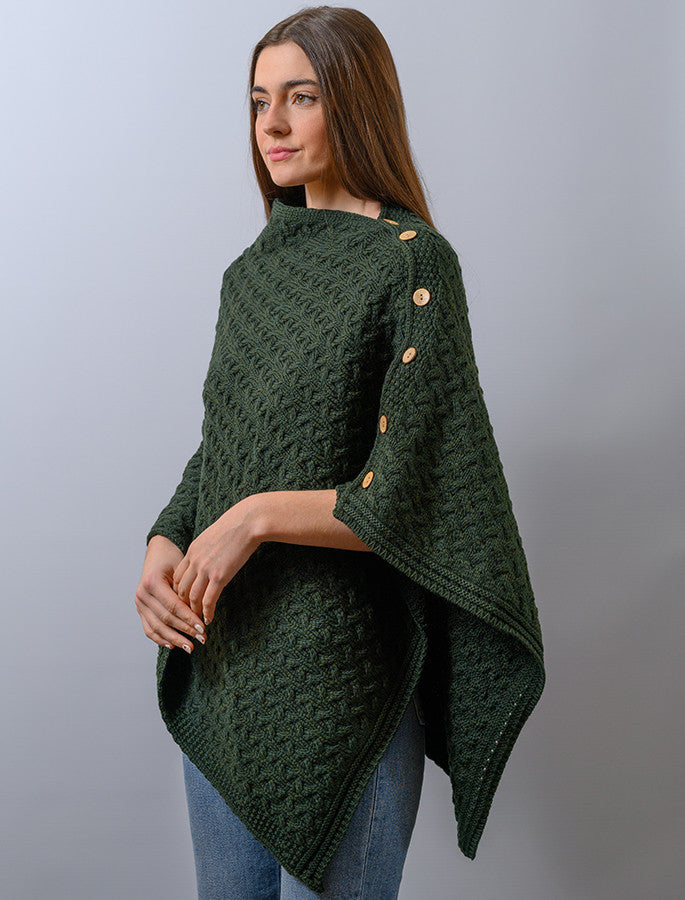 Extra Soft Trellis Poncho - Seaweed