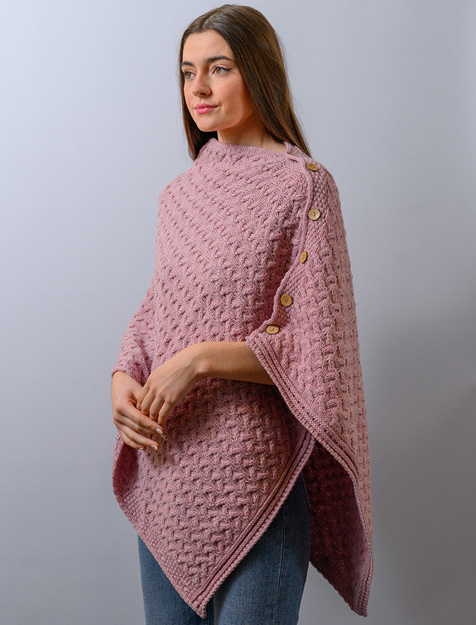 Extra Soft Trellis Poncho - Winter Rose