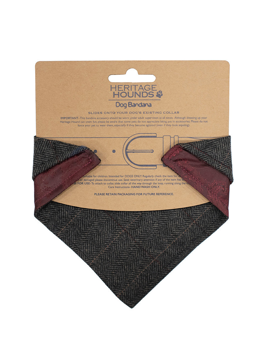 Irish Heritage Tartan Doggy Bandana - Grey Herringbone