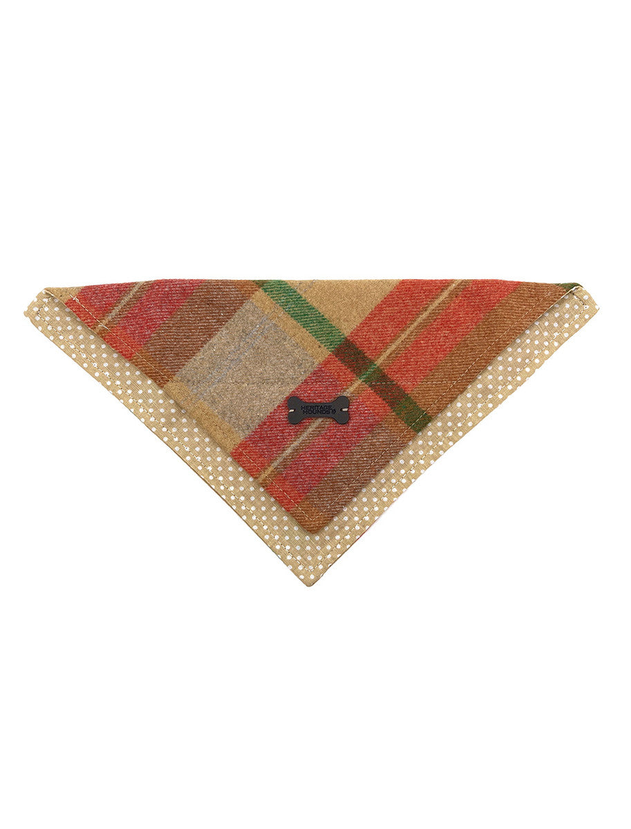 Irish Heritage Tartan Doggy Bandana - Camel Check