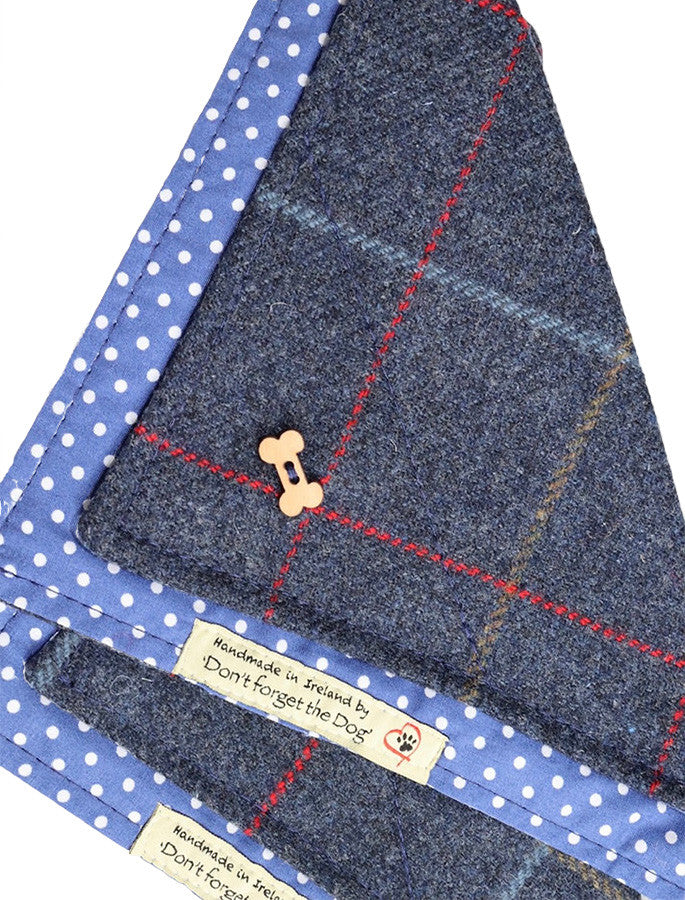 Tweed Doggy Neckerchief Bandana - Navy Blue