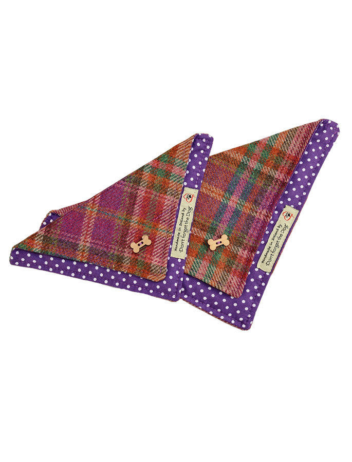 Tweed Doggy Neckerchief Bandana - Purple Russet