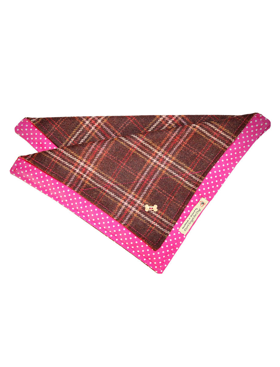Tweed Doggy Neckerchief Bandana - Rust Windowpane