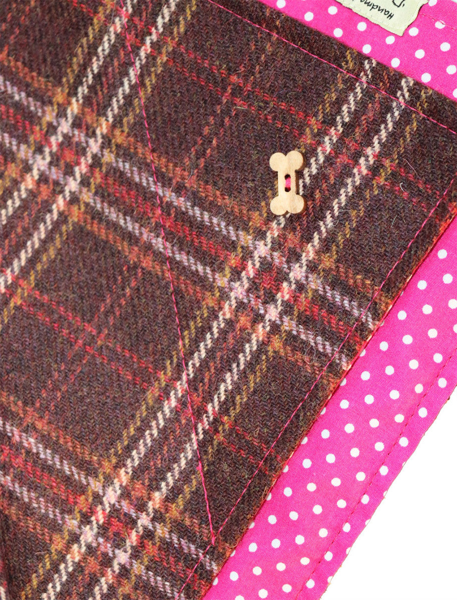 Tweed Doggy Neckerchief Bandana - Rust Windowpane