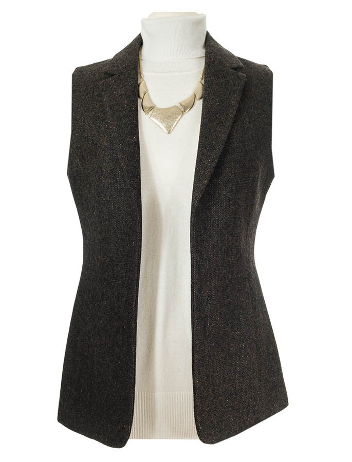 Ladies Irish Brown Tweed Gilet