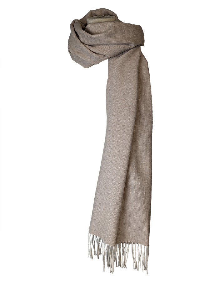 Tartan Wool Stole - Camel Herringbone