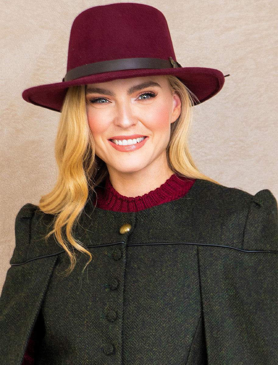 Aisling Tailored Tweed Cape - Winning Green Herringbone