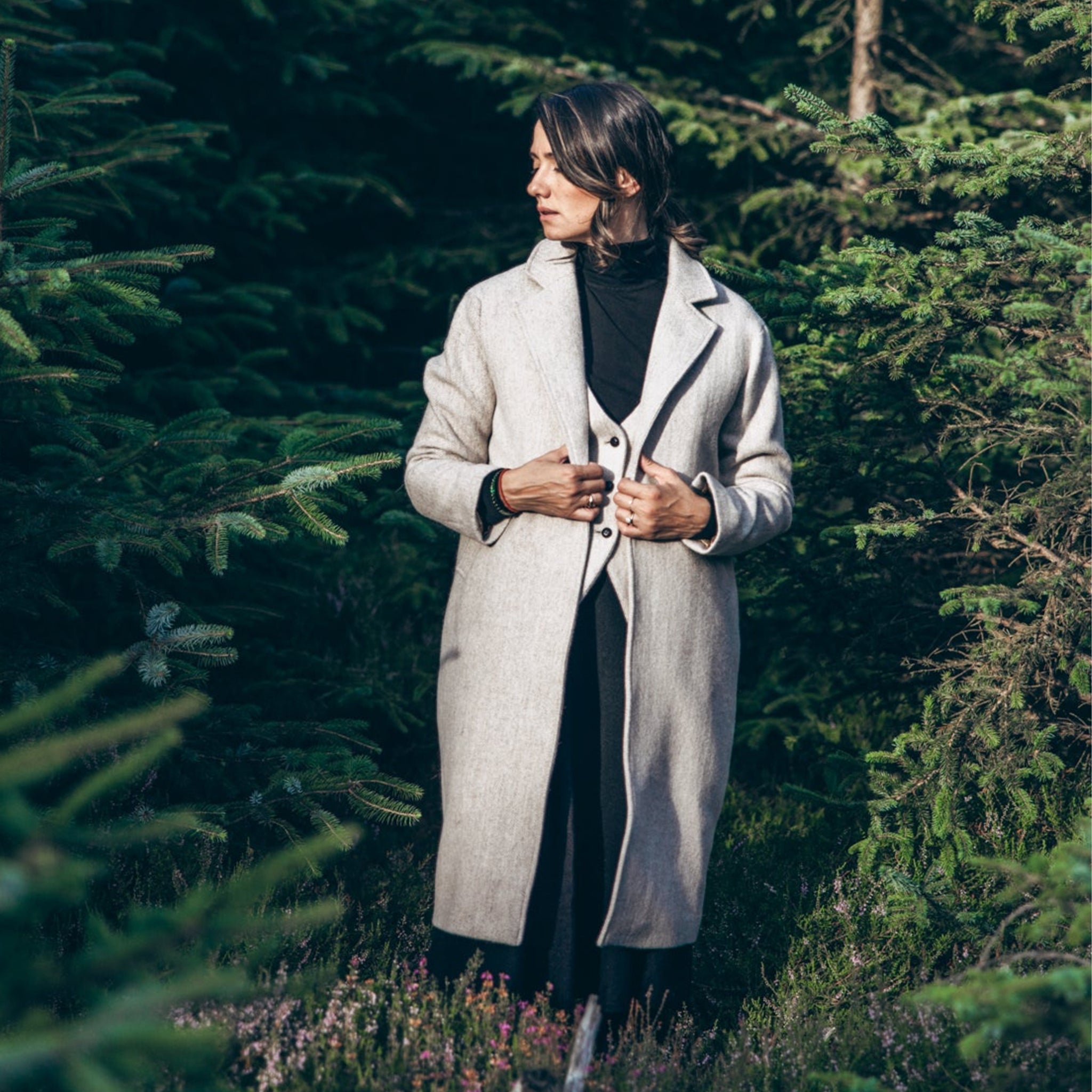 Ladies Irish Alpaca City Coat - Natural