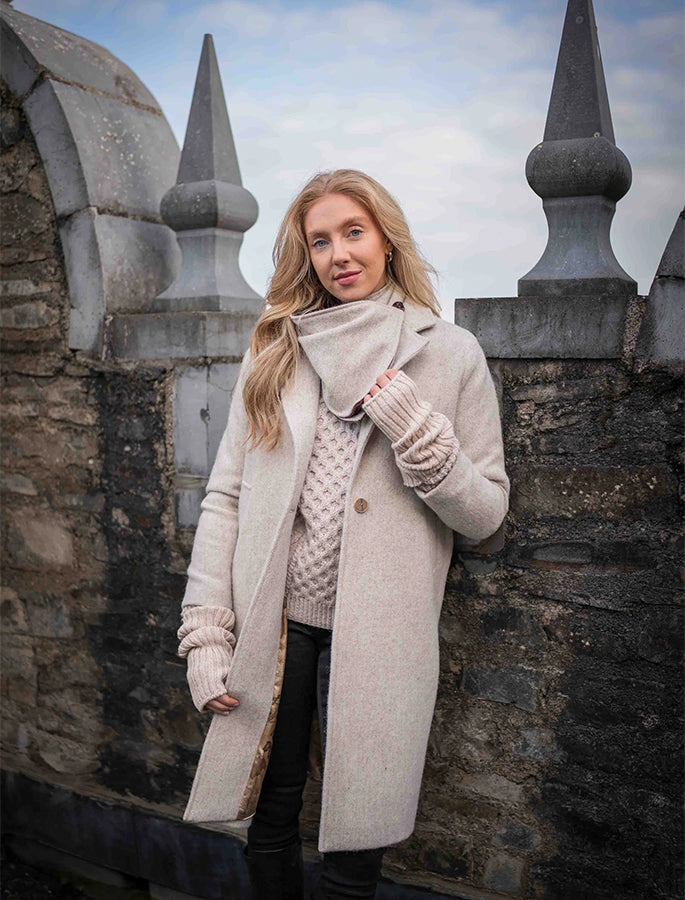 Ladies Irish Alpaca City Coat - Natural
