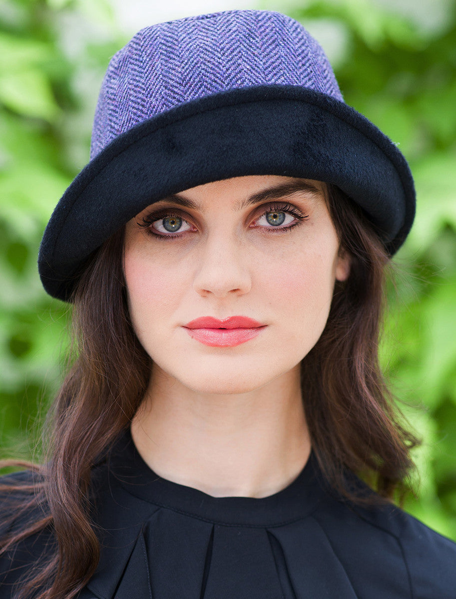 Ladies Tweed Clodagh Cap - Dark Purple