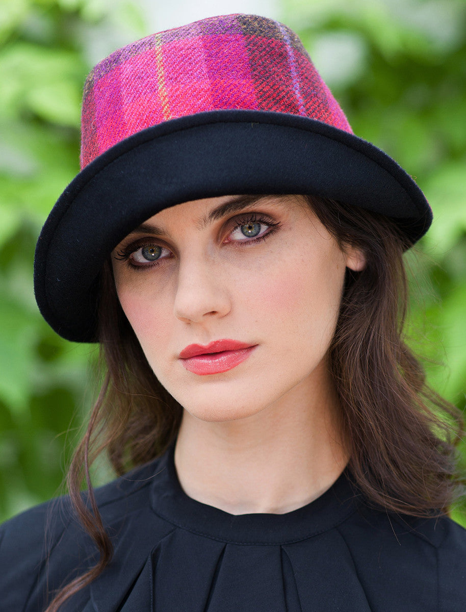 Ladies Tweed Clodagh Cap - Pink Plaid